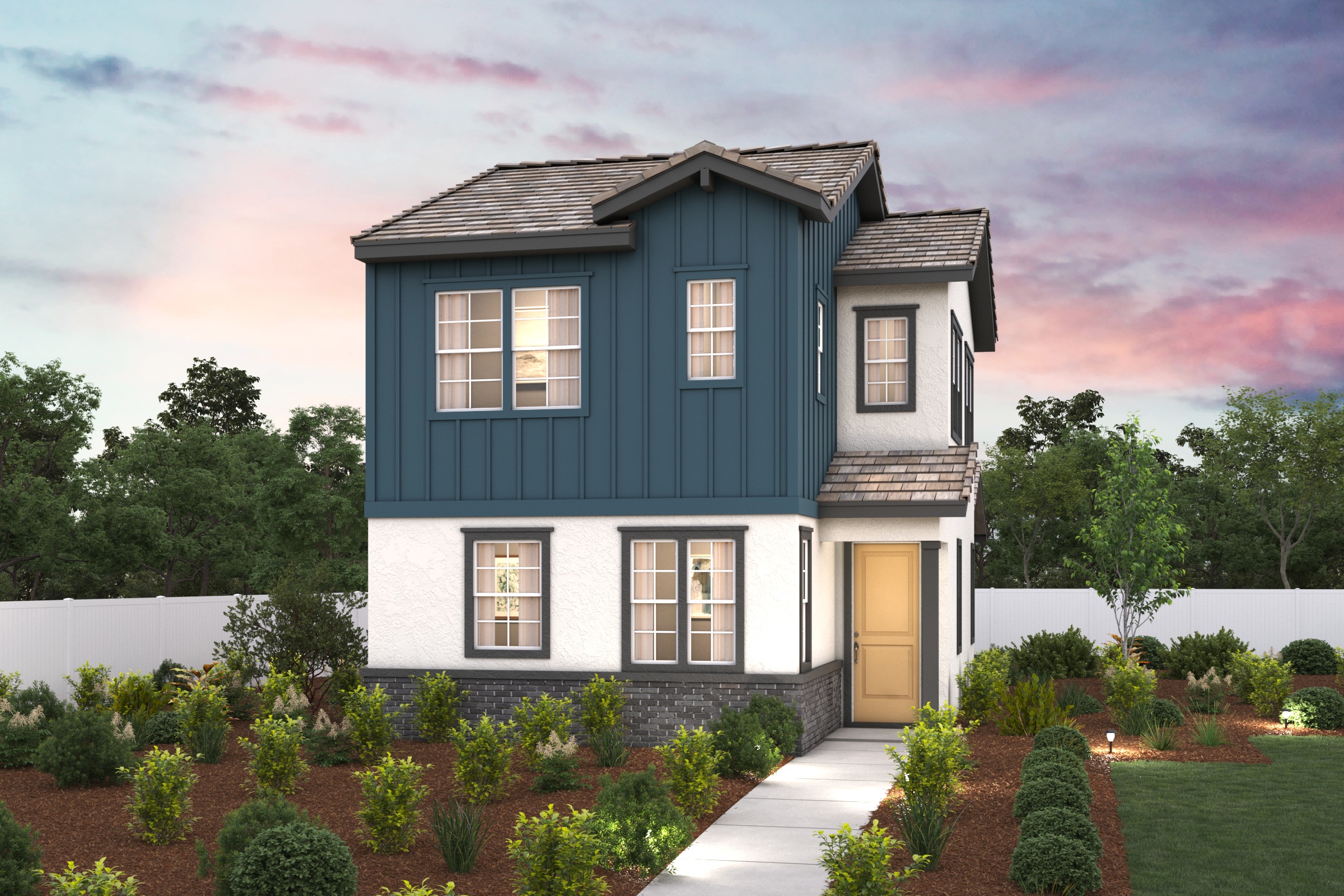 A house with a driveway.