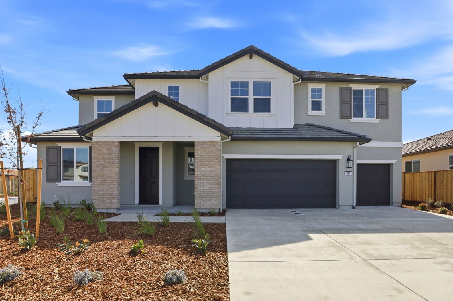 A house with a garage.