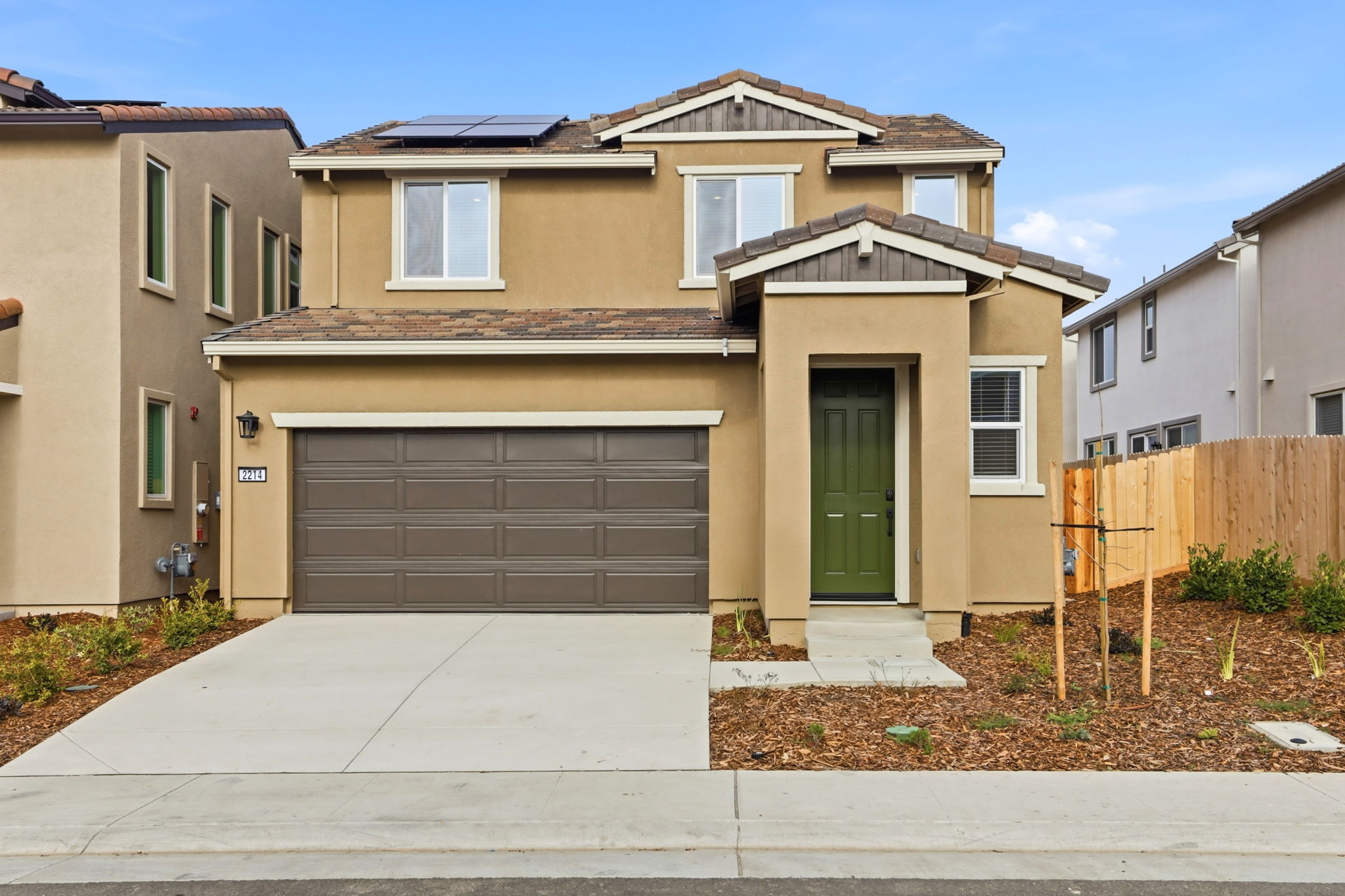 A house with a garage.