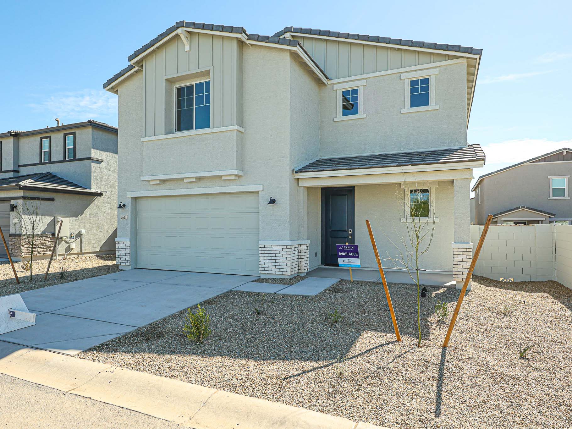 A house with a garage.