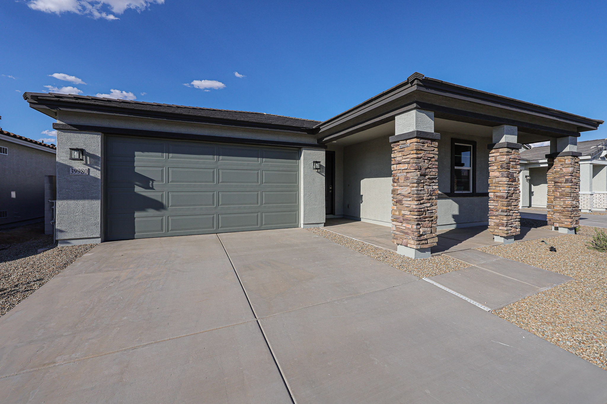 A house with a garage.
