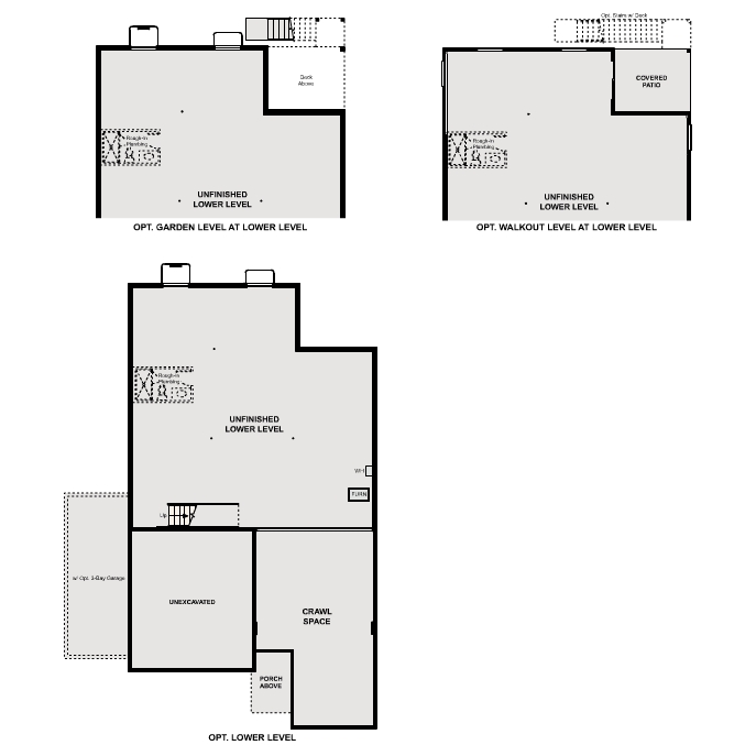 Diagram, engineering drawing. Livingston Floorplan, Basement Options