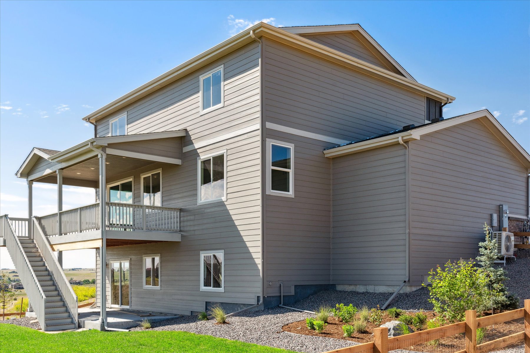 A house with a deck.