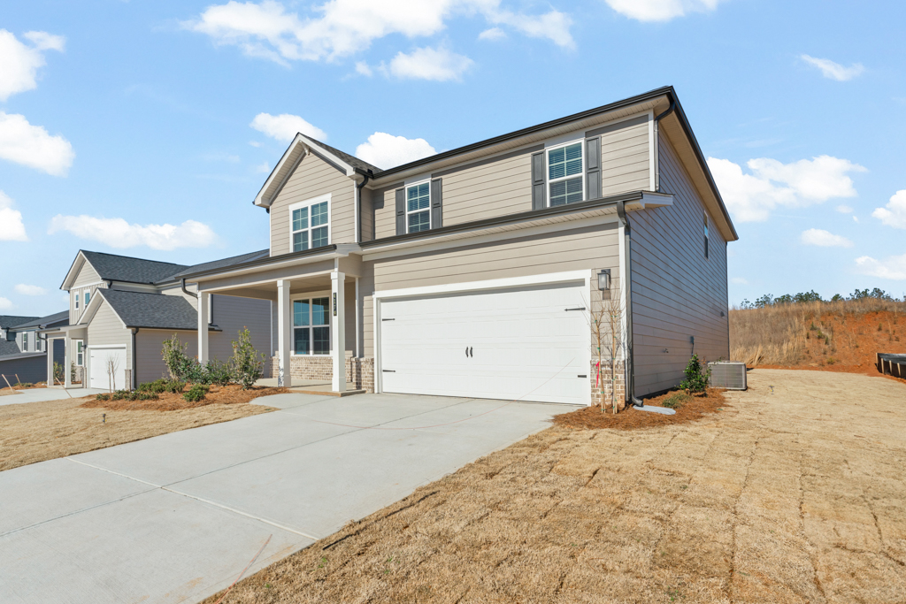 A house with a garage.