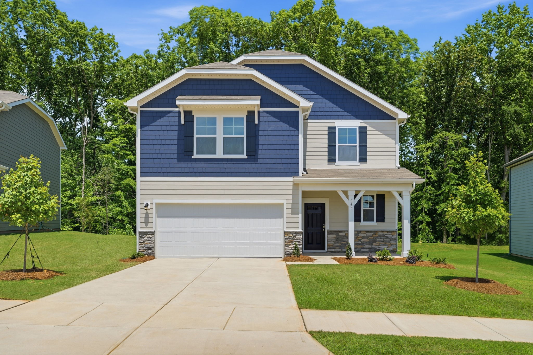 A house with a garage.