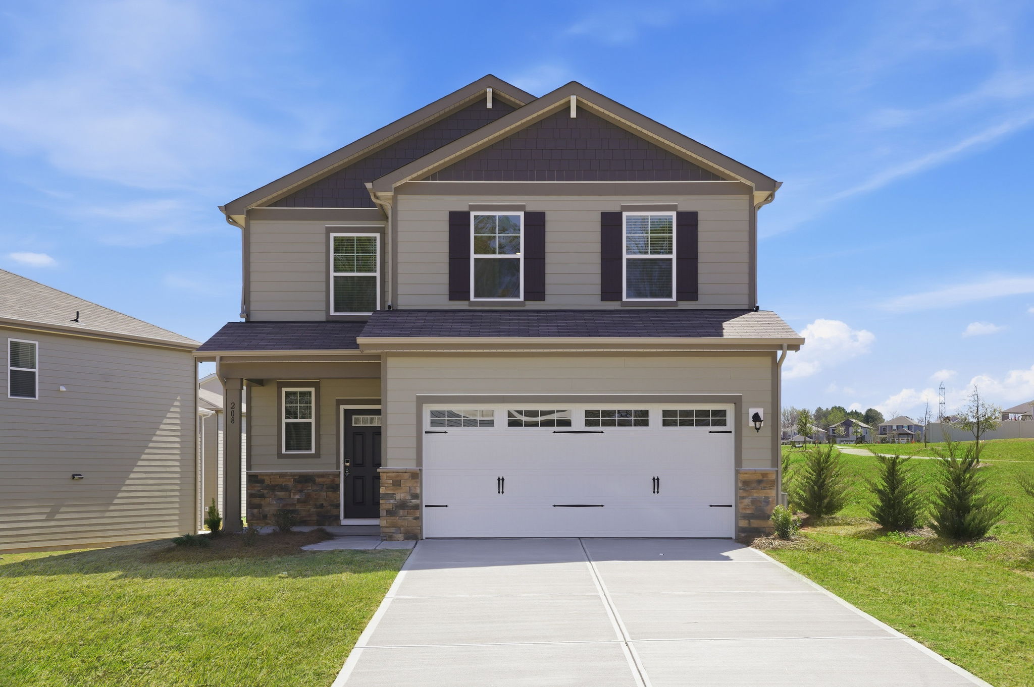 A house with a garage.