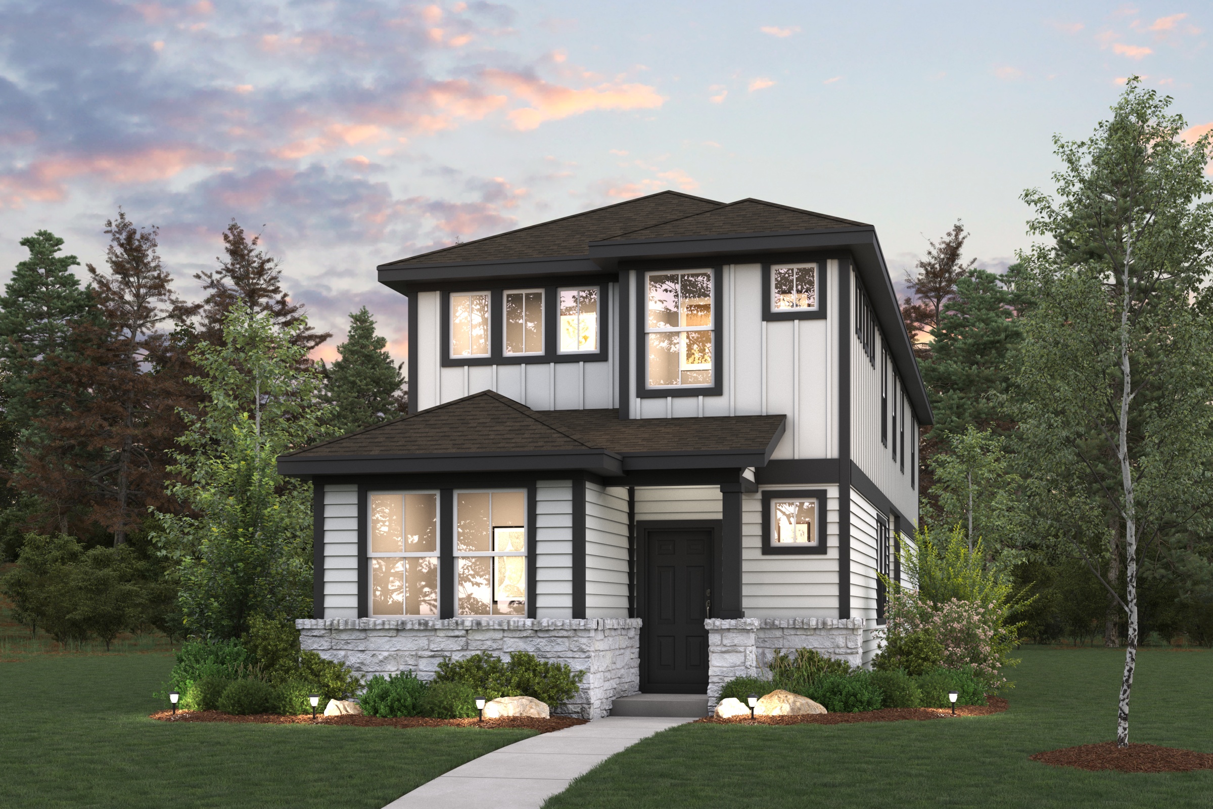 A house with a large front yard.