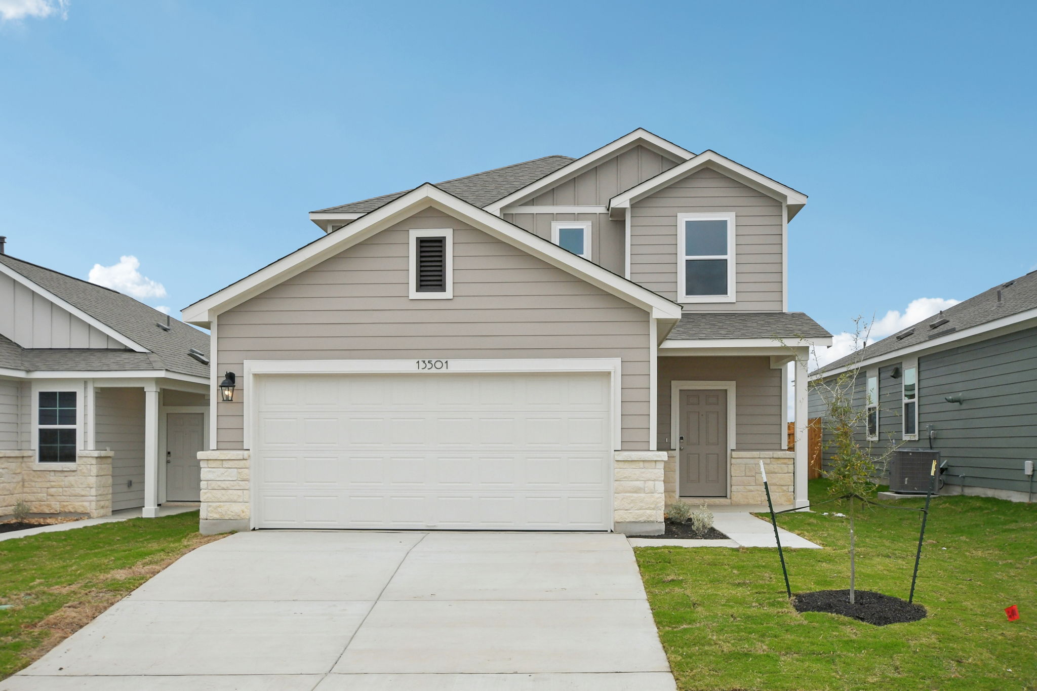 A house with a garage.