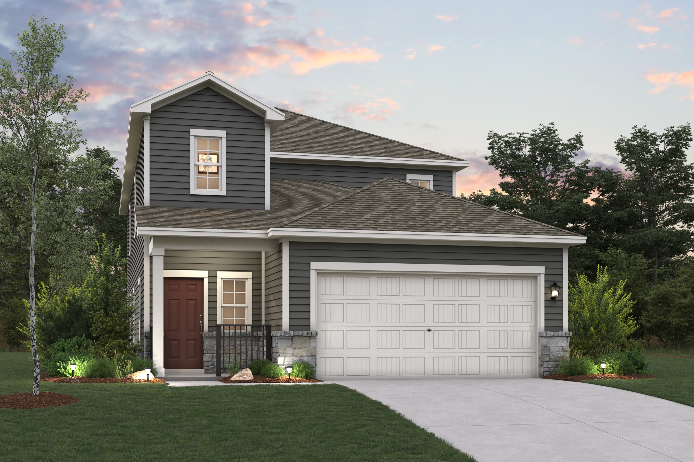 A house with a garage.