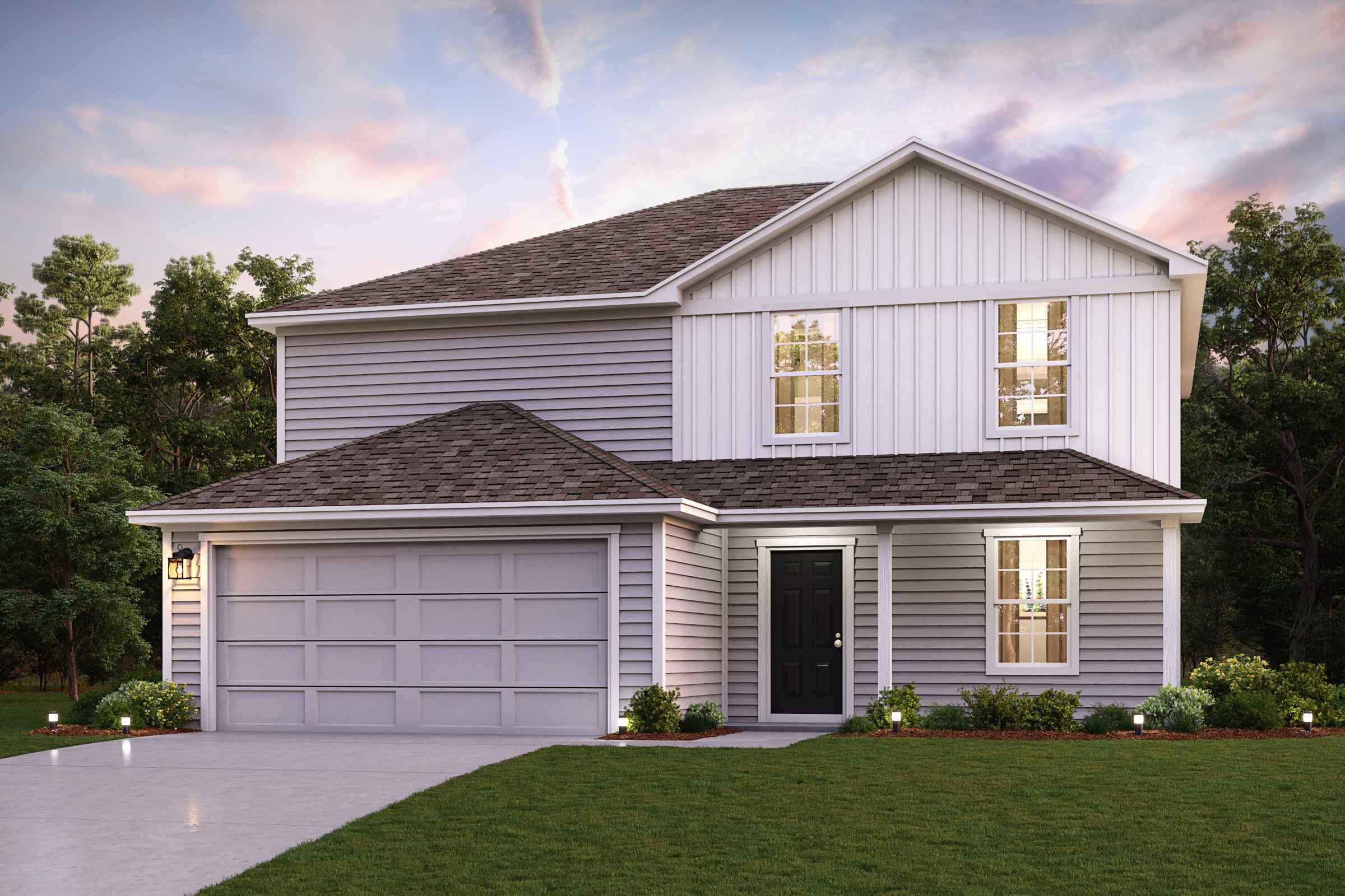 A house with a garage.