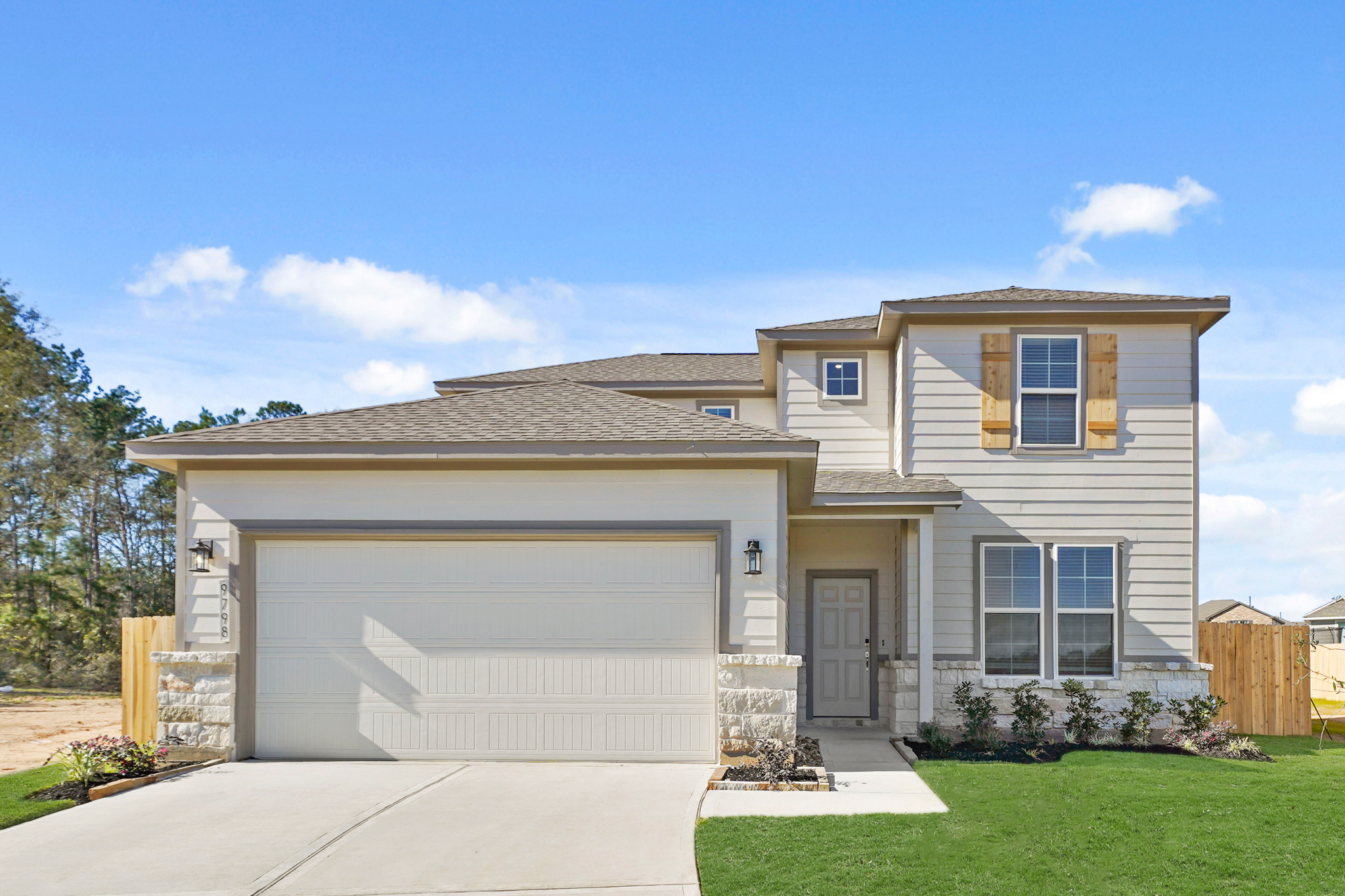 A house with a garage.