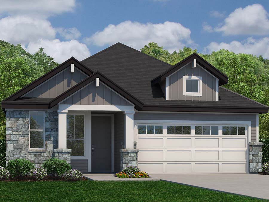 A house with a large front yard.