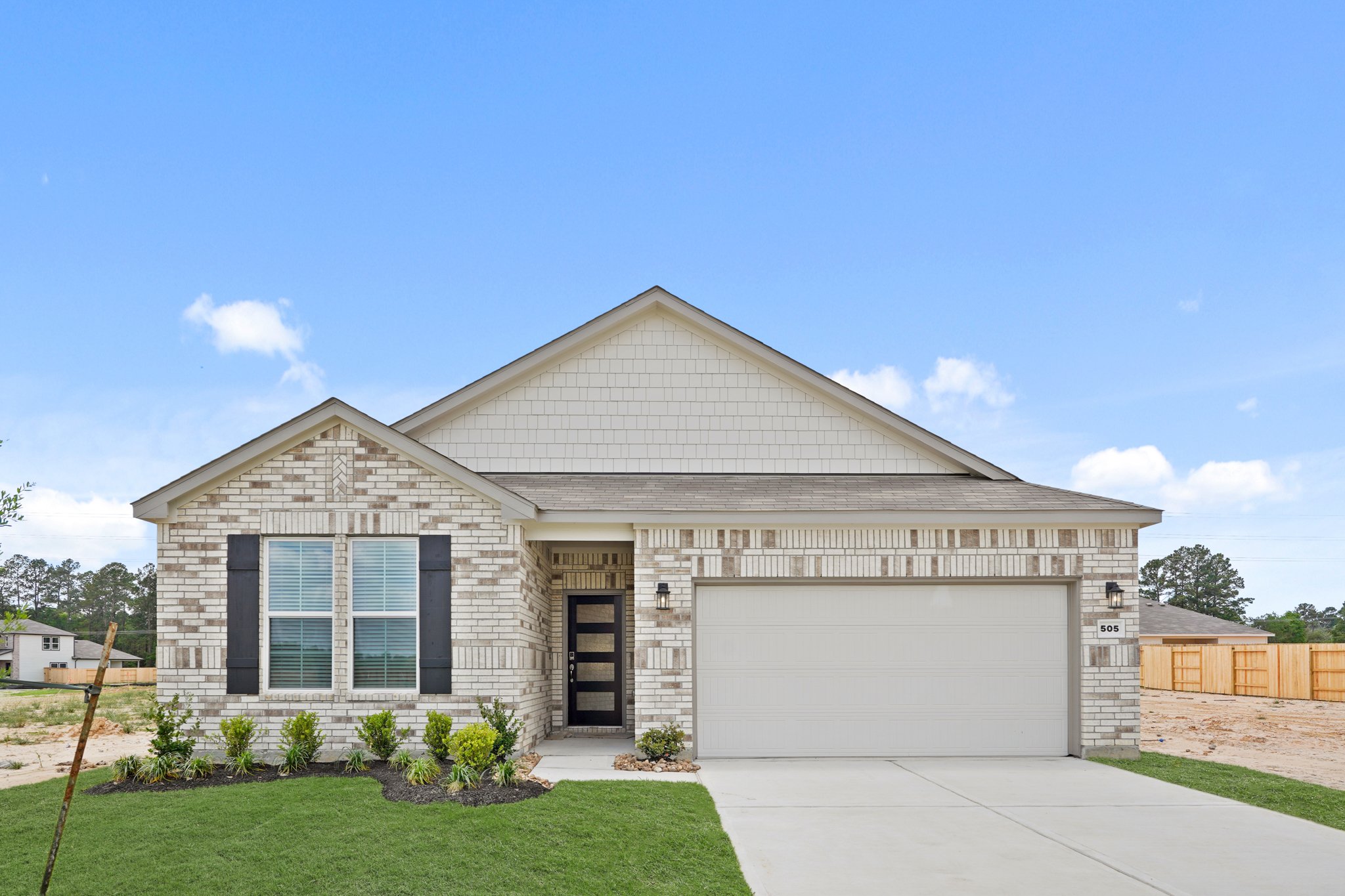 A house with a garage.