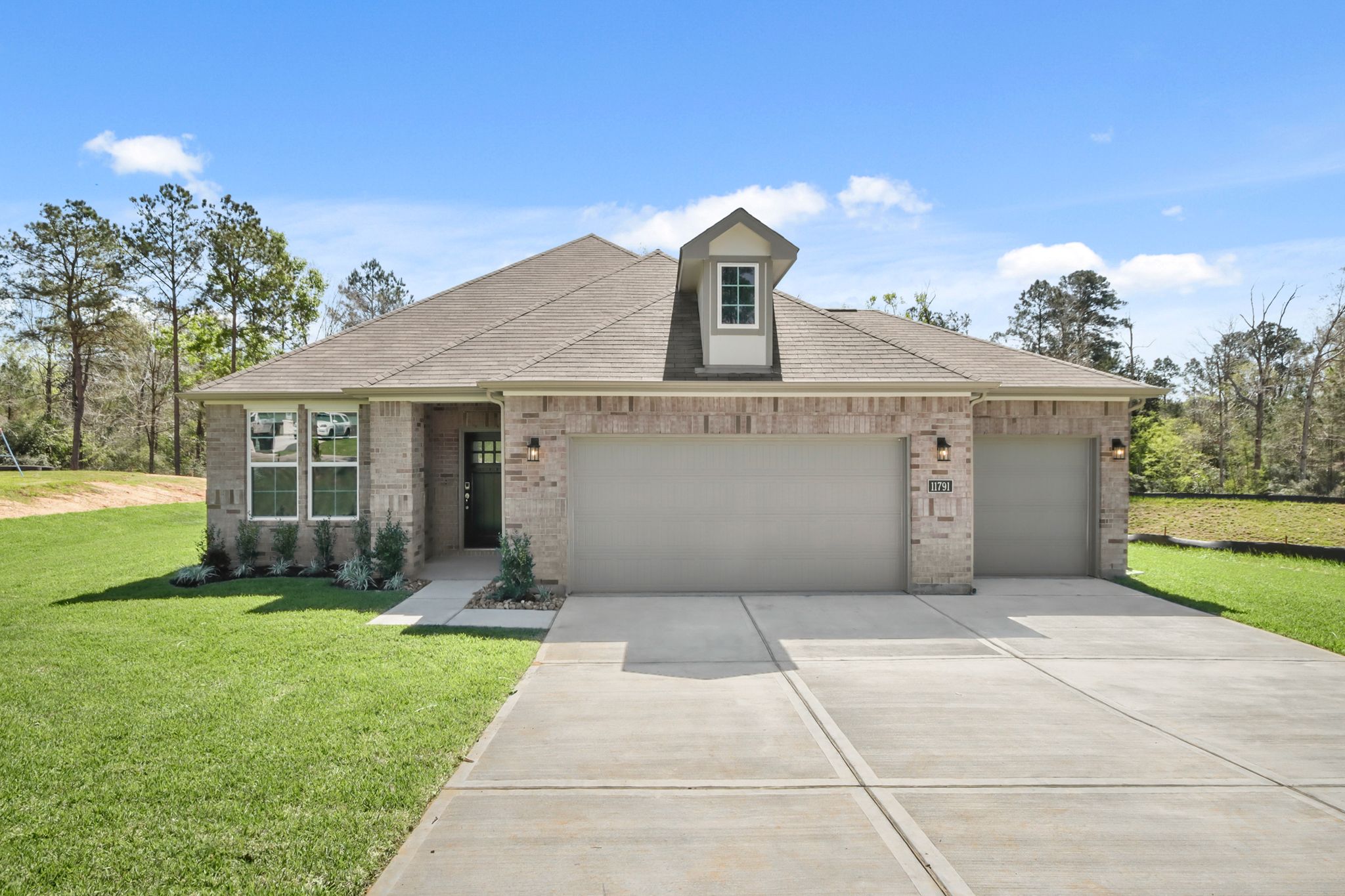 A house with a garage.
