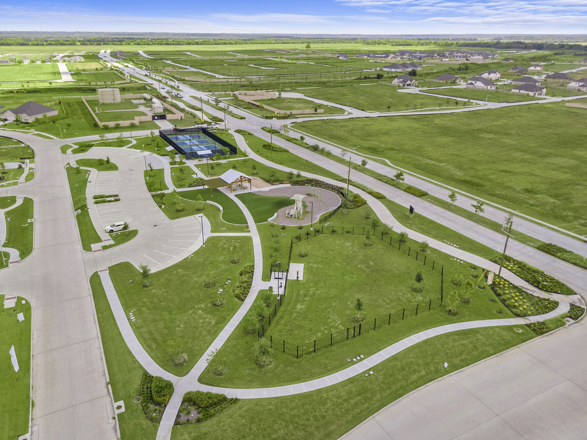 An aerial view of a large area.