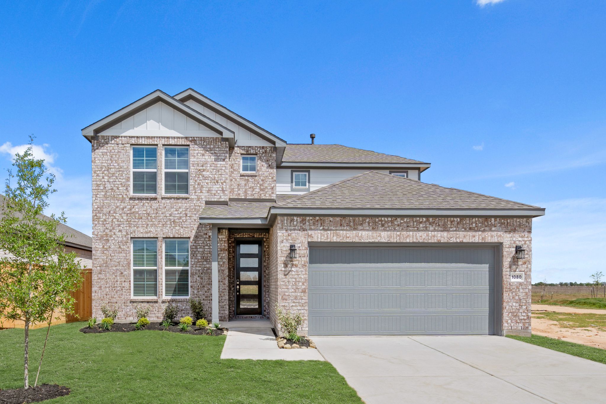 A house with a garage.