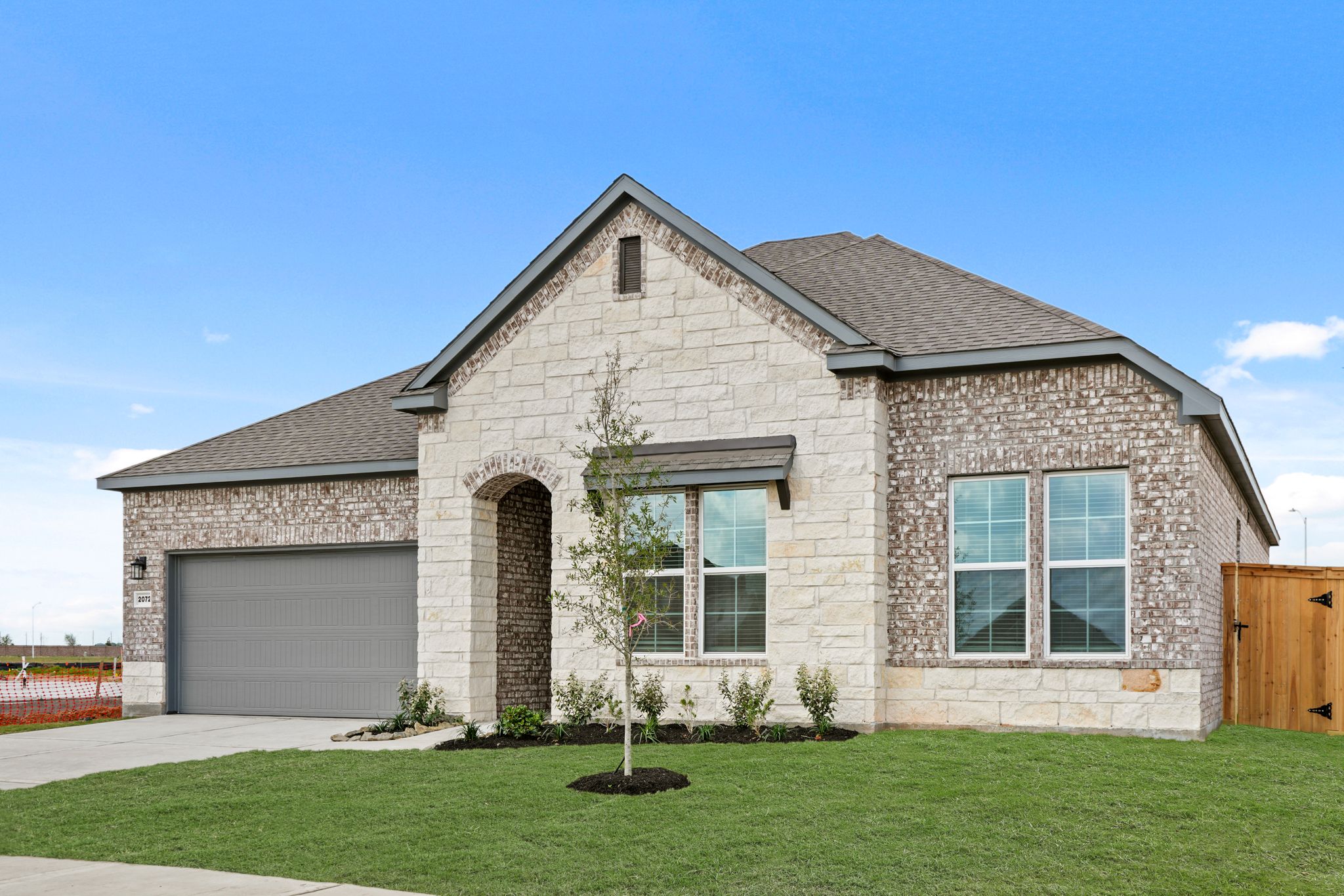 A house with a garage.