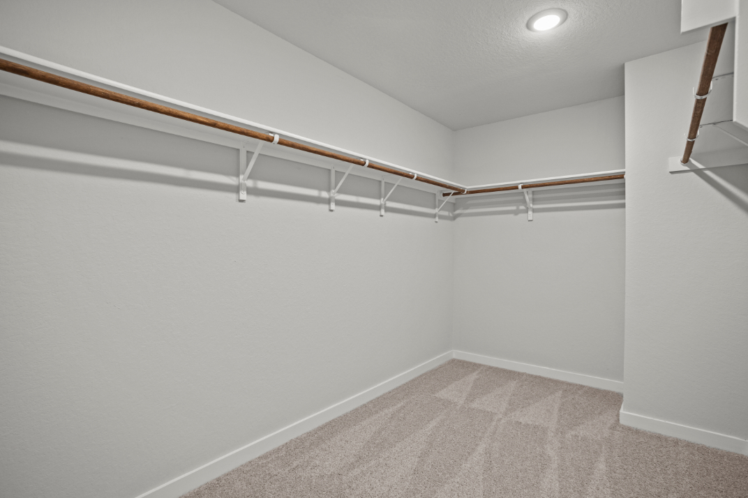 A white room with a carpet and a white wall.