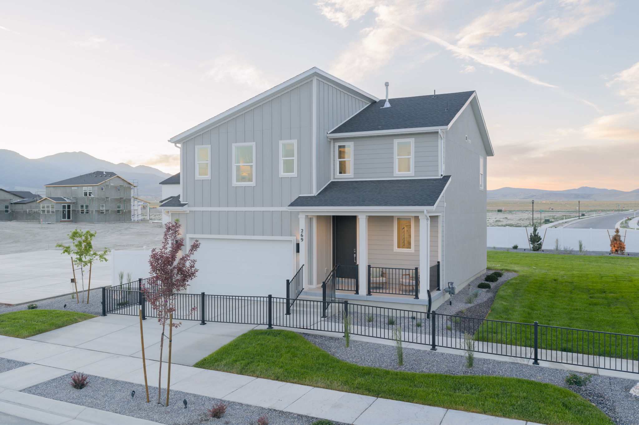 A house with a fence around it.