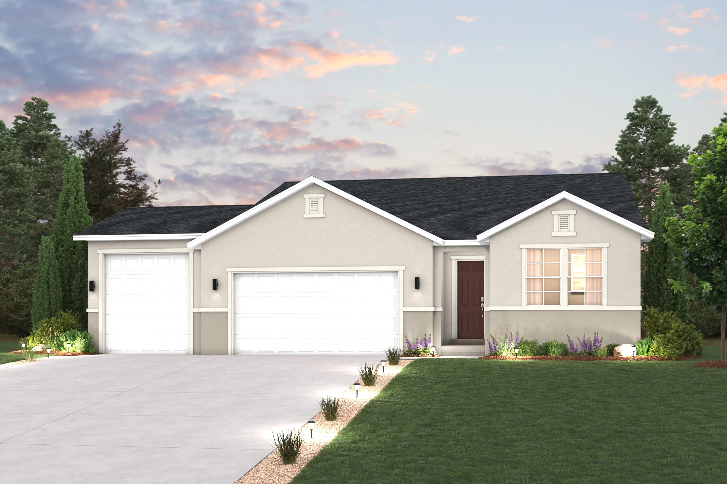 A house with a driveway.