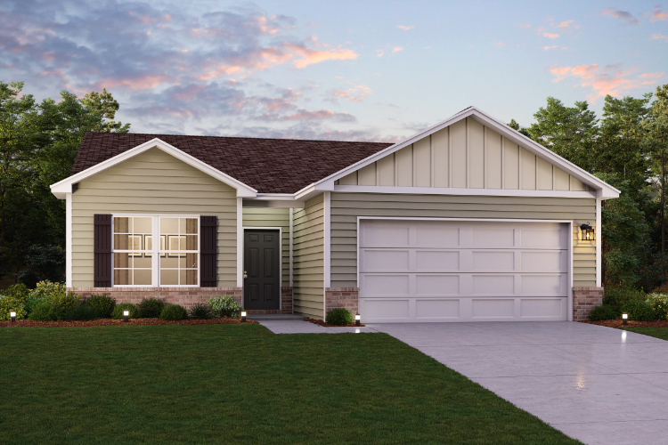 A house with a garage.