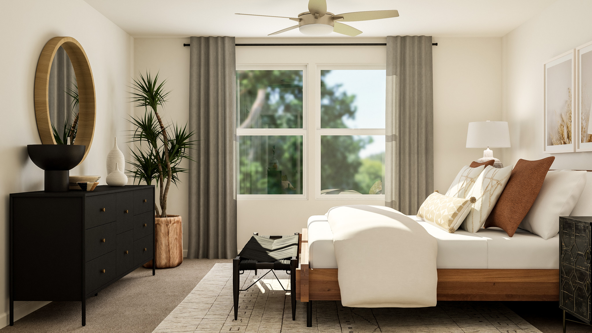 A living room with a couch and a chair.