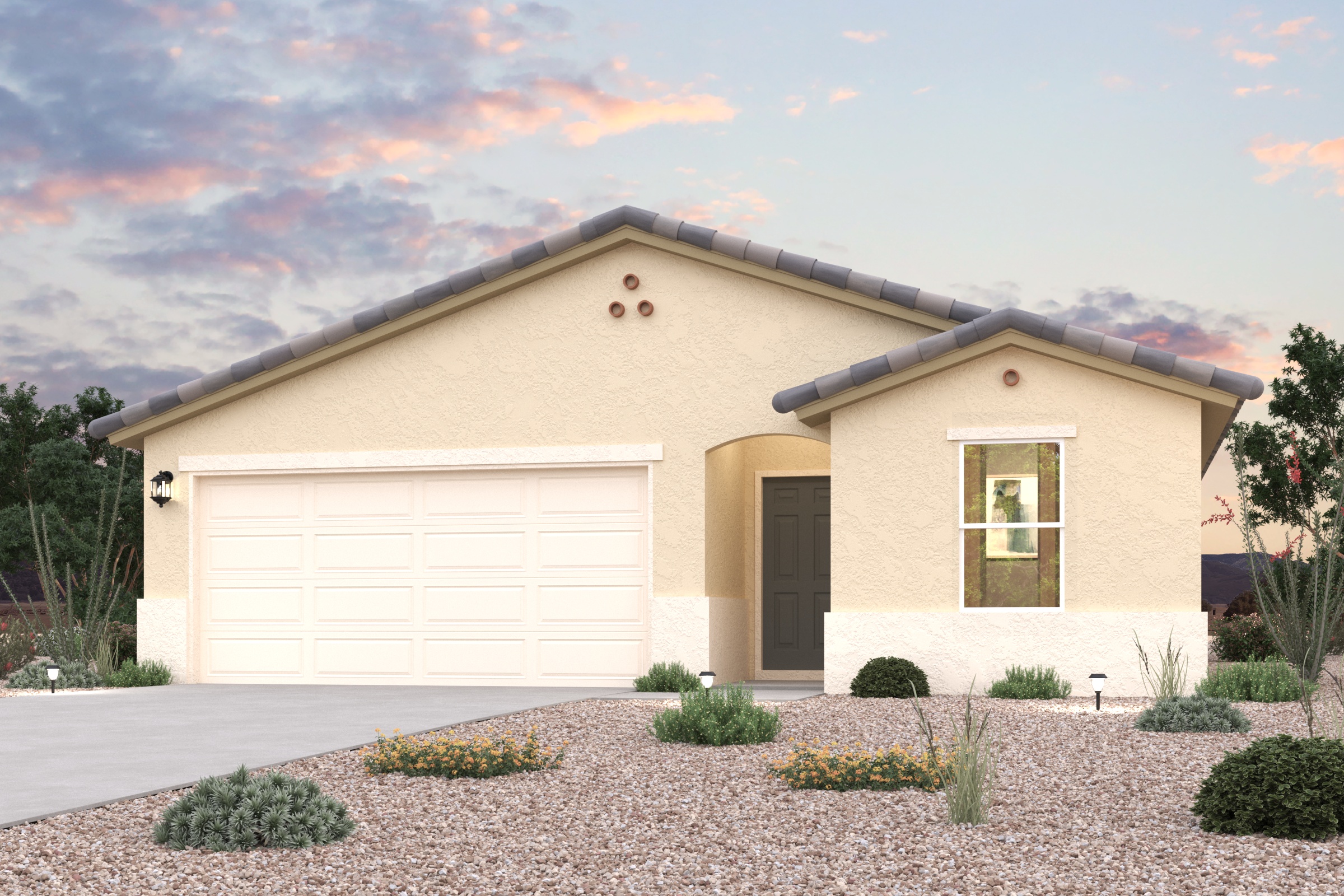 A house with a garage.