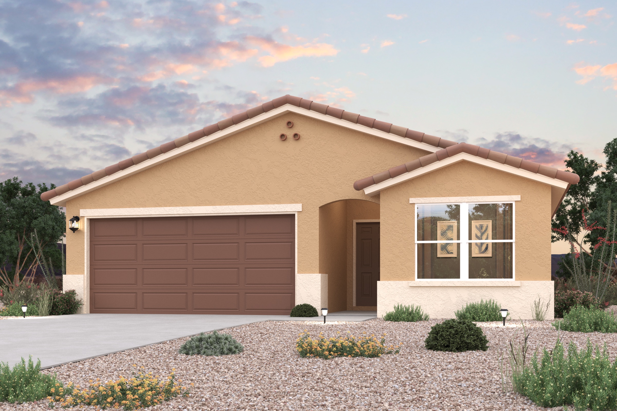 A house with a garage.