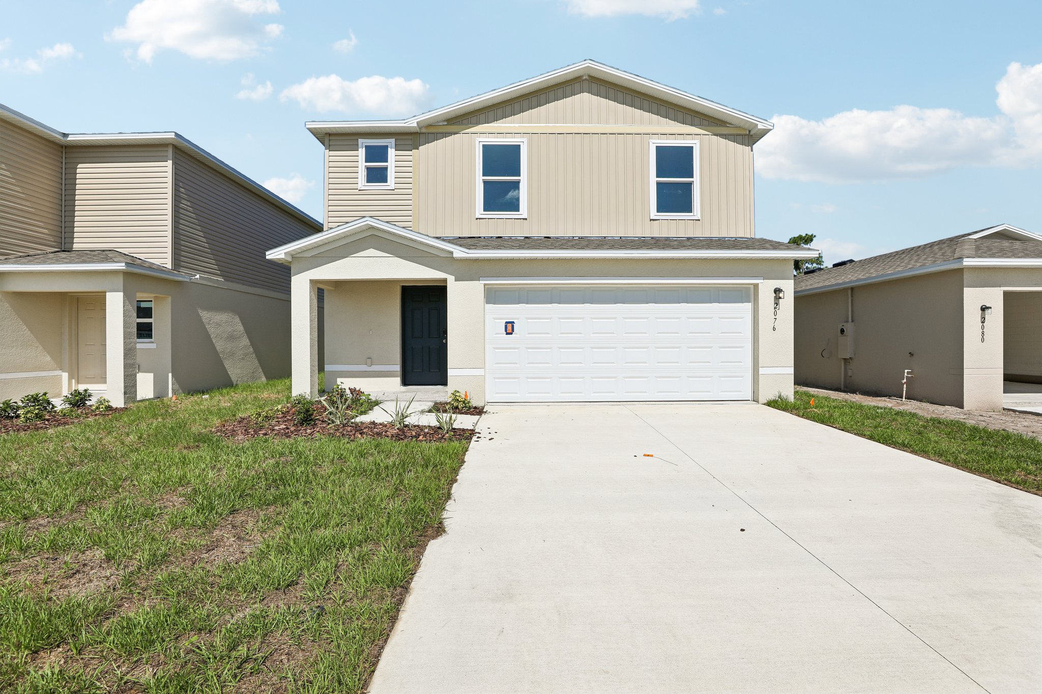 A house with a garage.