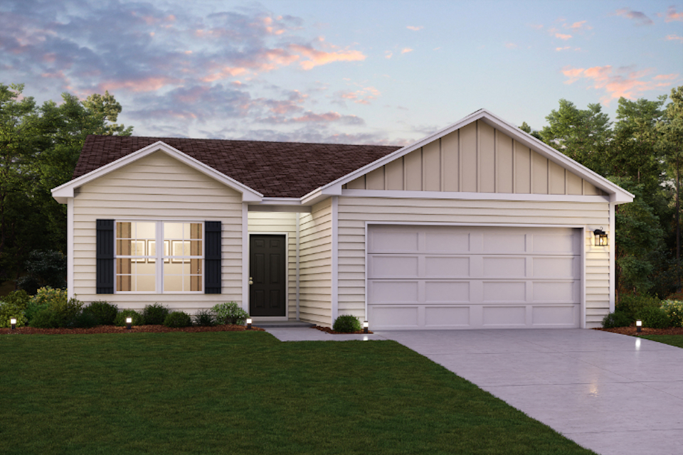 A house with a garage.
