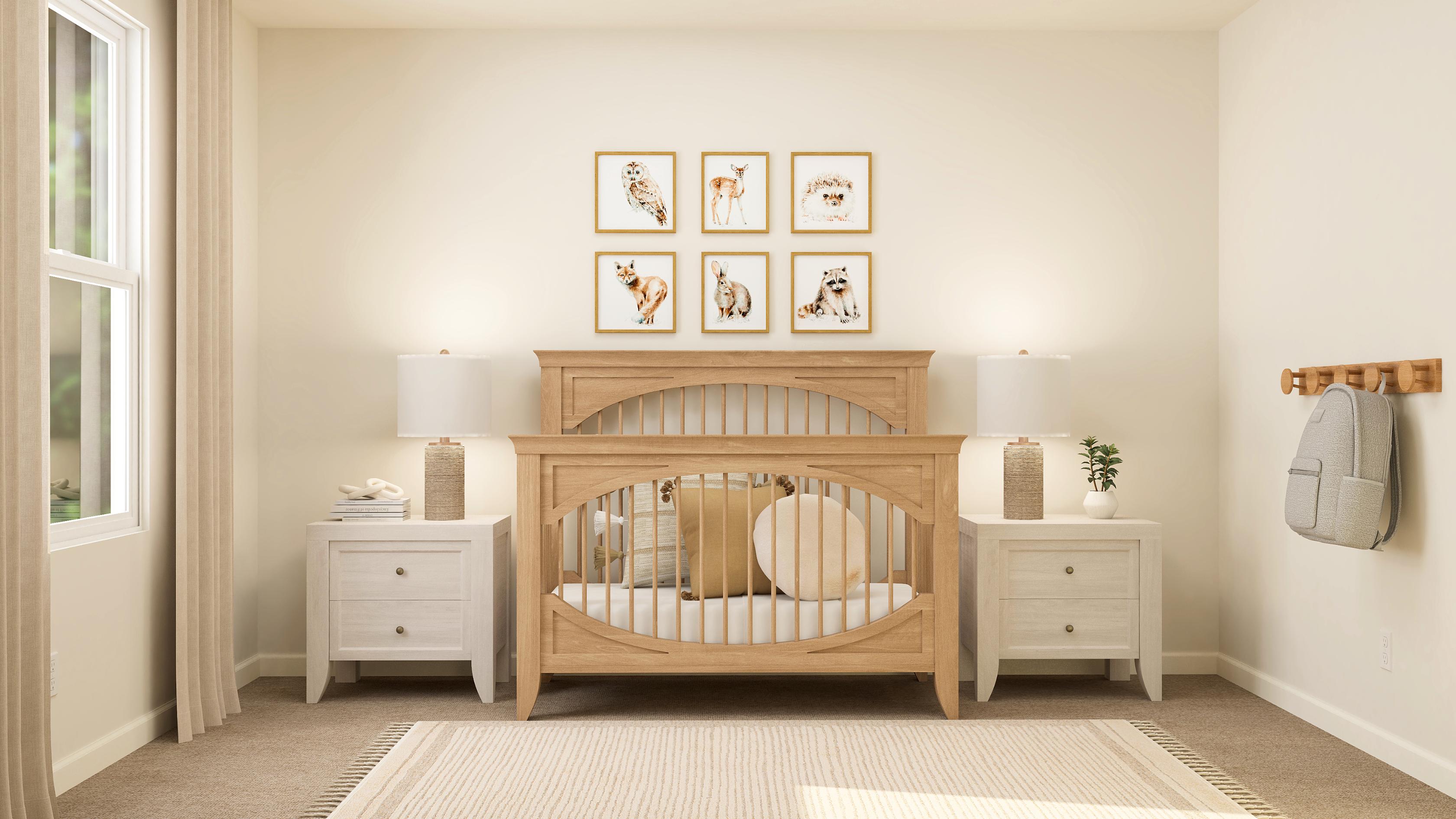 A bedroom with a bed and dresser.