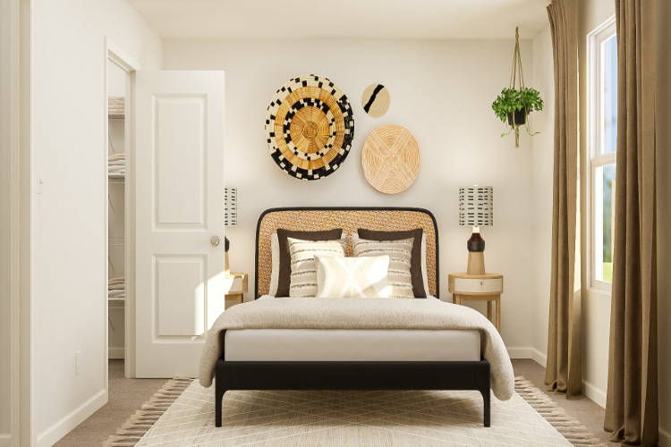 A bed in a room.