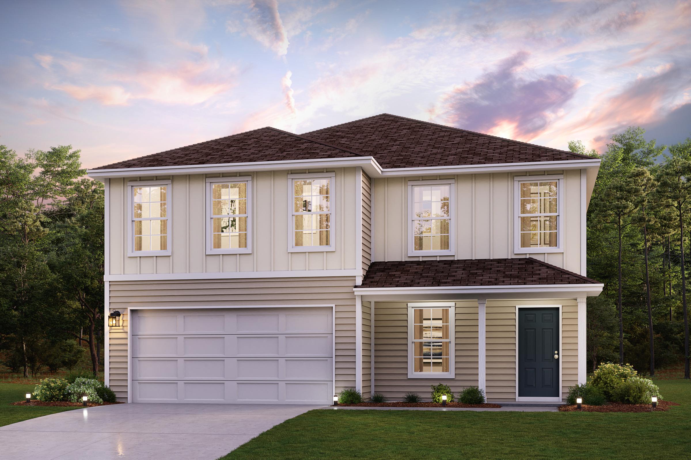 A house with a garage.