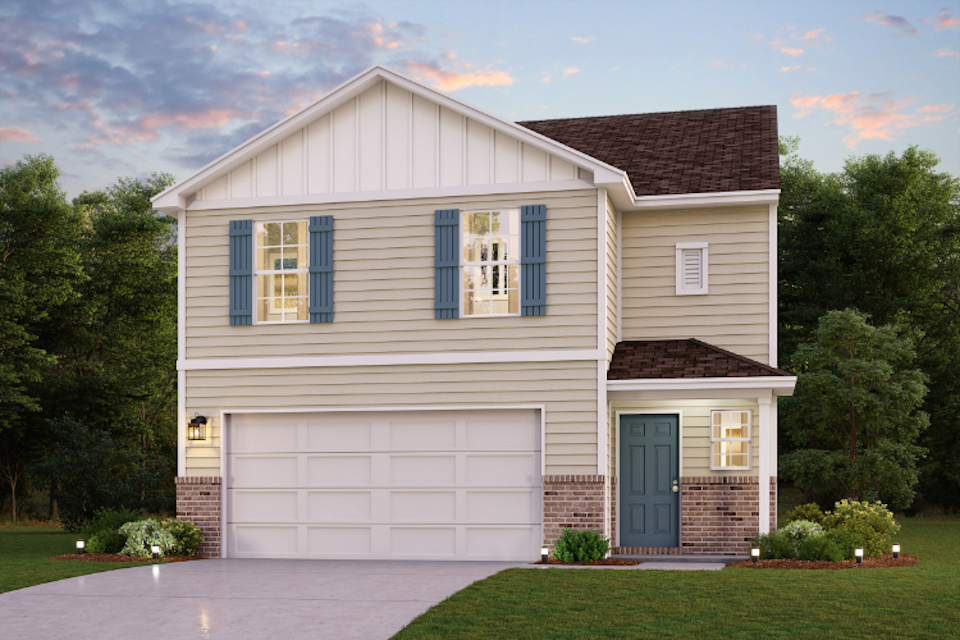 A house with a garage.
